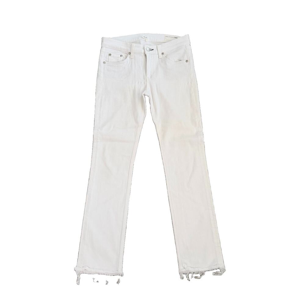 rag & bone Women's White 27W 27L Jeans Crop High-Rise Slim Fit Denim Pants $255